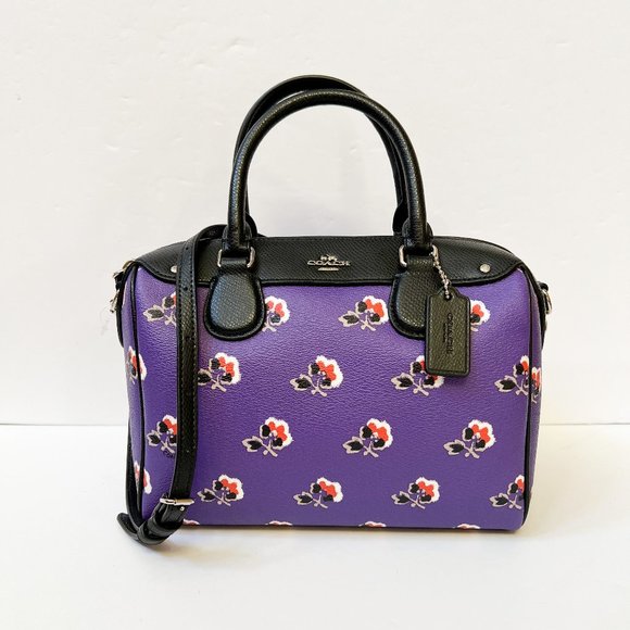 Coach Mini Bennett Top Zip Satchel Shoulder Crossbody Bag Purple Multi - Picture 7 of 15